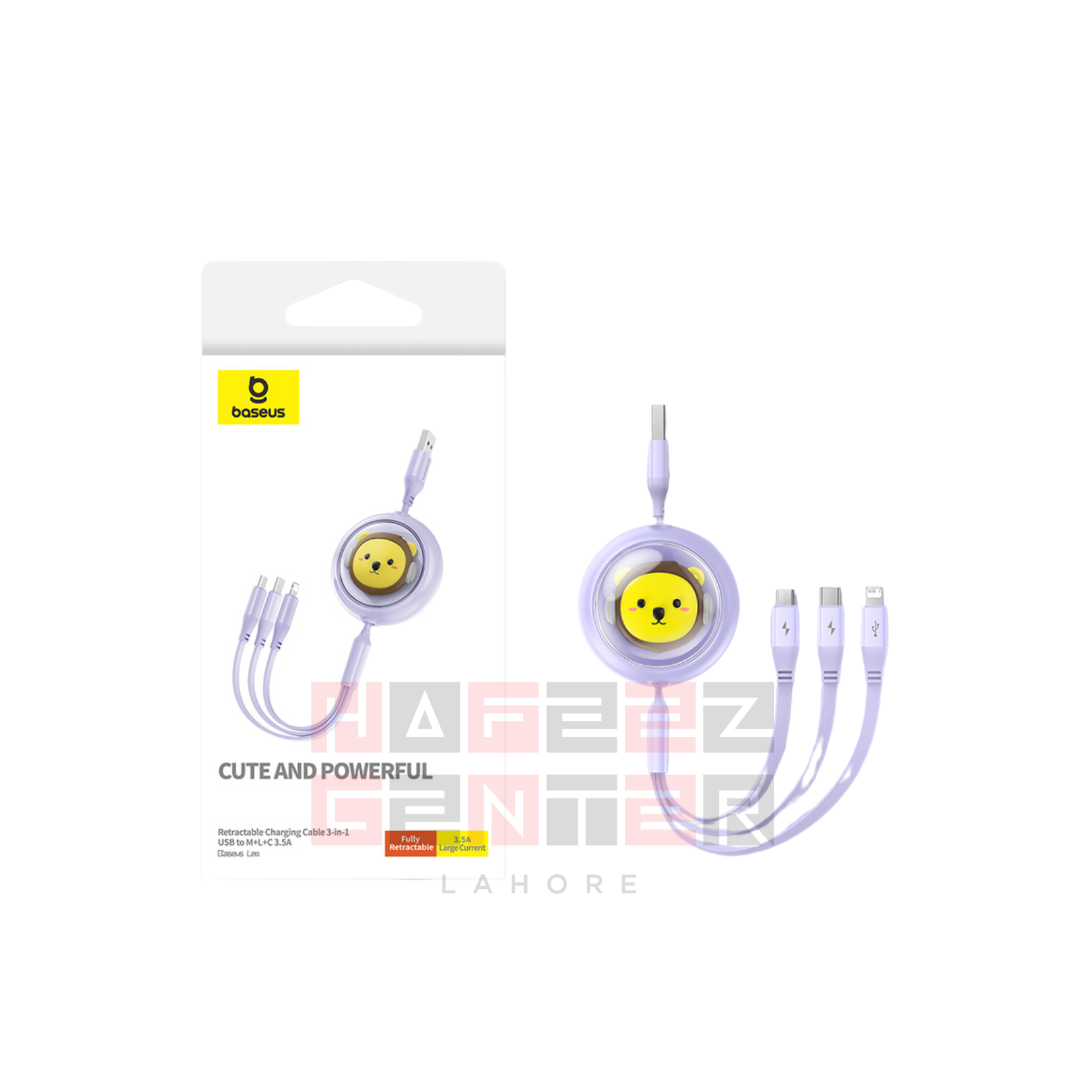 Baseus Leo Retractable Charging Cable 3-in-1 USB to M+L+C 3.5A 1.1m - Image 4